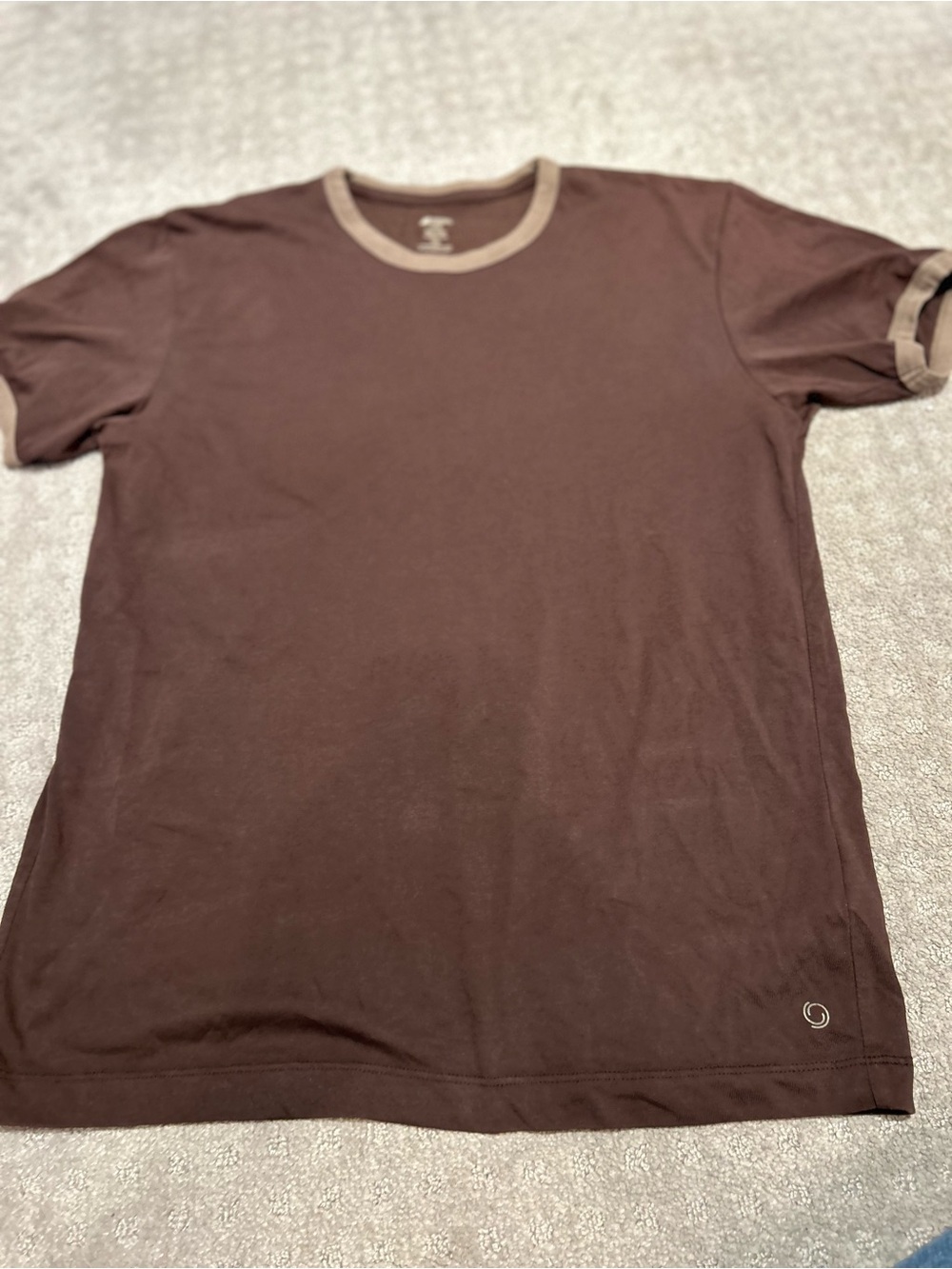 MEC Men's Brown Ringer T-Shirt with Tan Trim